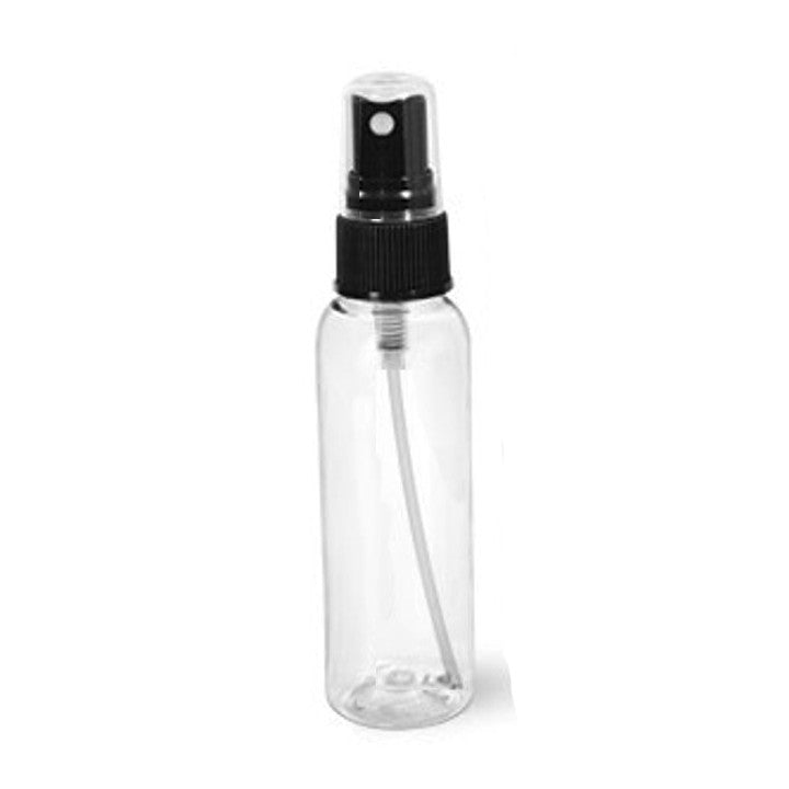 Sample- 1 oz Clear PET Cosmo Round w/ 20-410 Black Sprayer