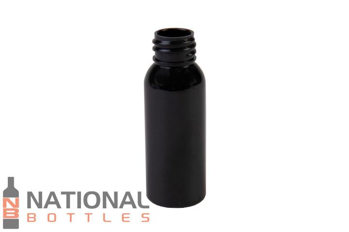 1 oz Translucent Black Plastic PET Cosmo Bullet Bottle w/ Black