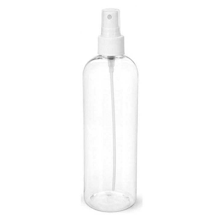 16 oz Clear PET Plastic Cosmo Round w/ 24-410 White Sprayer