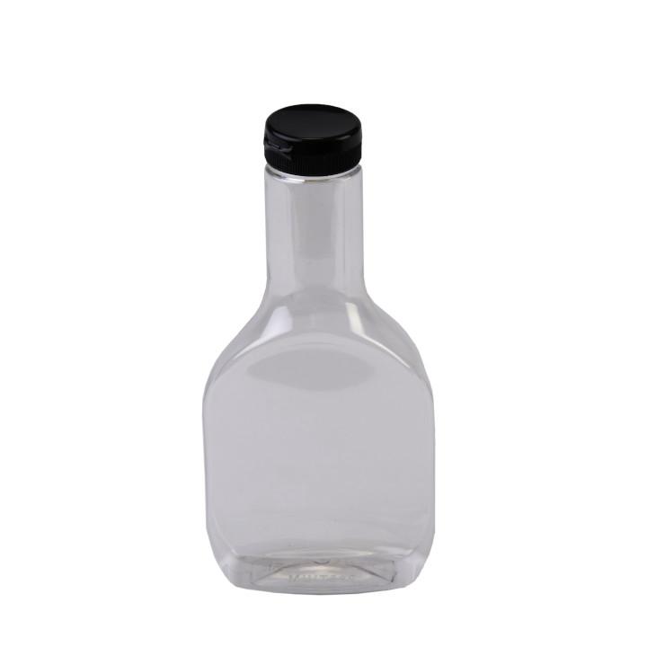 Sample- 16 oz. Clear PET Salad Dressing Bottles w/ 38 mm Black Snap Top
