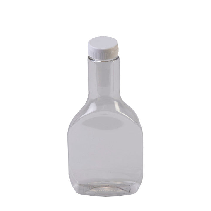 16 oz. Clear PET Salad Dressing Bottles w/ 38 mm White Snap Top - Shipping Included
