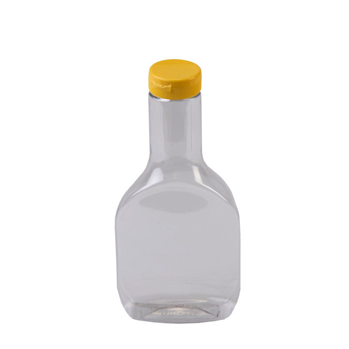Sample- 16 oz. Clear PET Salad Dressing Bottles w/ 38 mm Yellow Snap Top