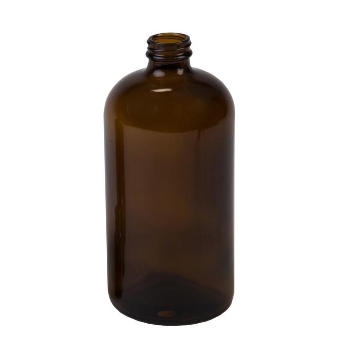 Sample- 32 oz Amber Boston Rounds w/ 33-400 Finish (Case of 12)