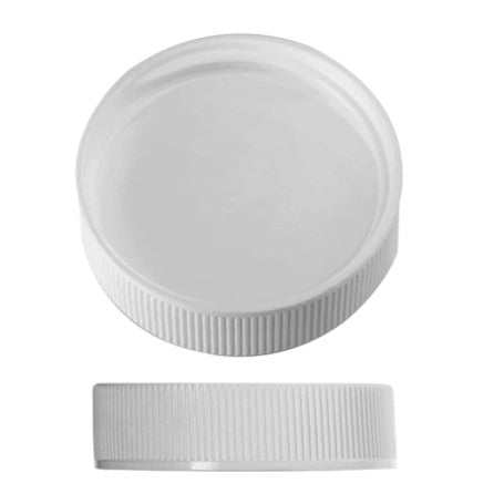 Sample- 38-400 White Plastic Caps -Ribbed Matted w/ PE Foam Liner