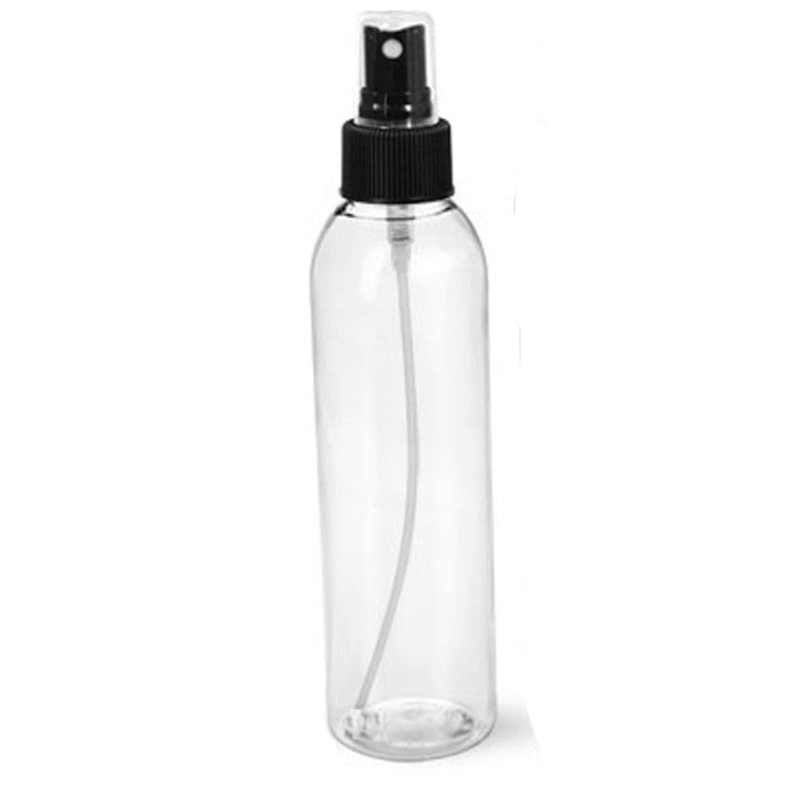 4 oz Clear PET Cosmo Round w/ 24-410 Black Sprayer