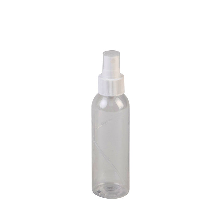 Sample- 4 oz Clear PET Cosmo Round w/ 24-410 White Sprayer