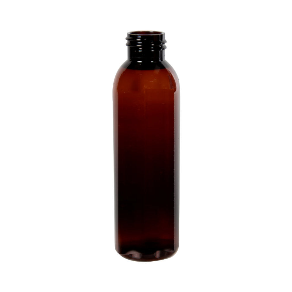 Sample- 4 oz Amber PET Plastic Cosmo Round w/ 24-410 Finish