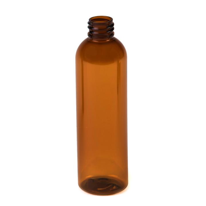 Sample- 8 oz Amber PET Plastic Cosmo Round w/ 24-410