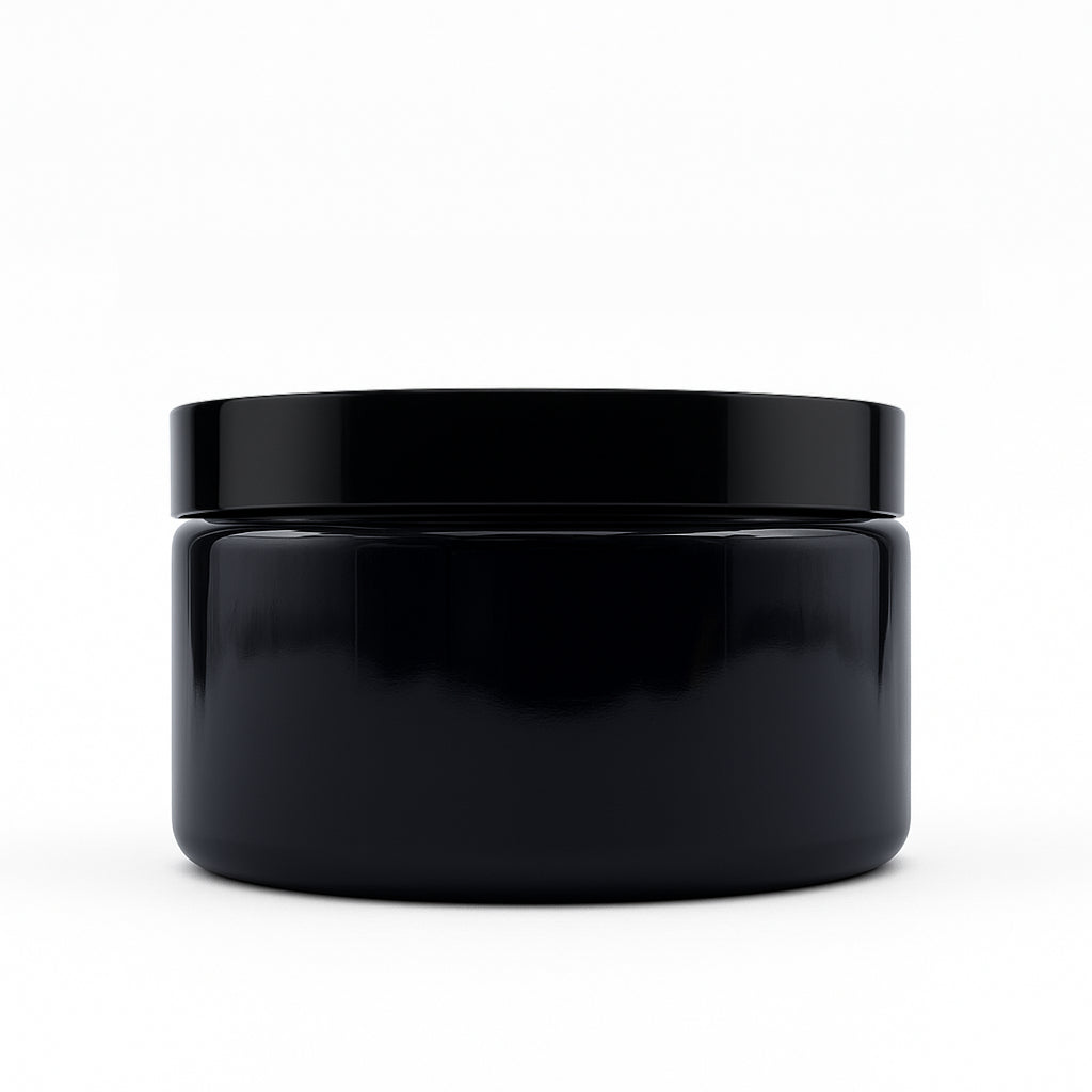 8 oz Black PET Straight Side Jar w/ 89-400 Black Smooth Cap