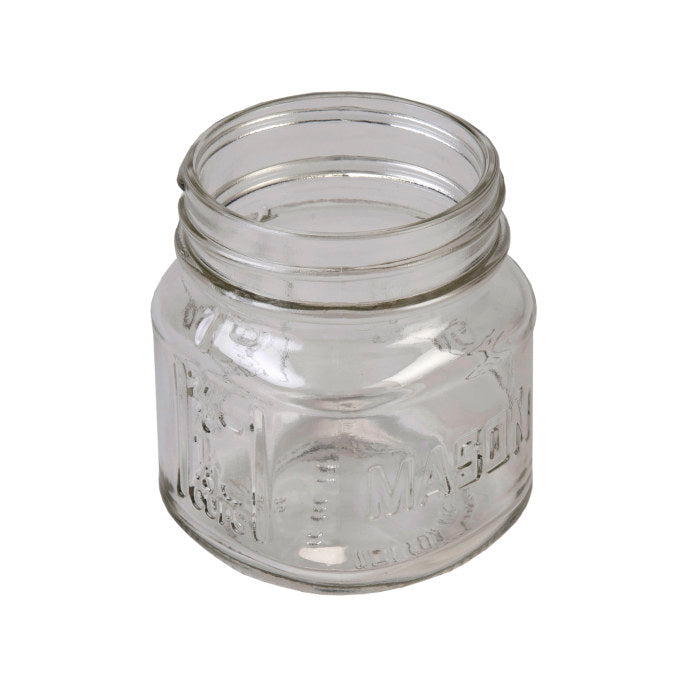 Sample- 8 oz. FLINT SQUARE Glass Mason Jelly Jar w/ 70G Finish (12/Case)