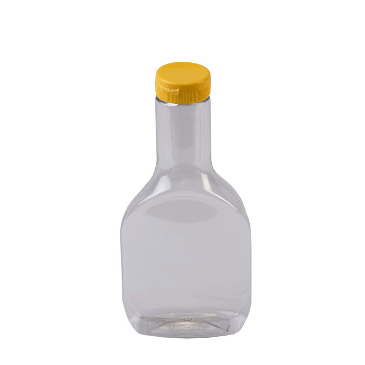 16 oz Clear PET Salad Dressing Bottle w/ 38 mm Yellow Snaptop