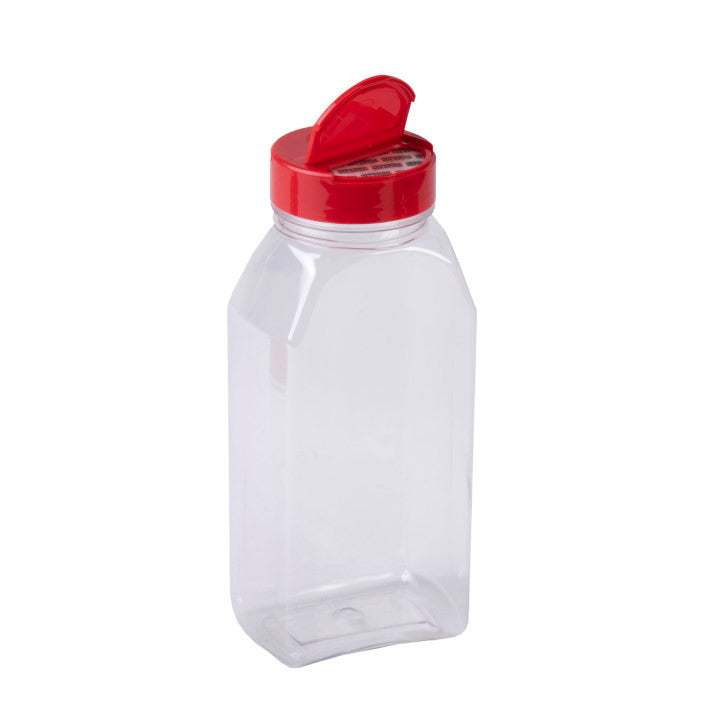 32 oz Clear PET Plastic Spice Jar with Red Cap