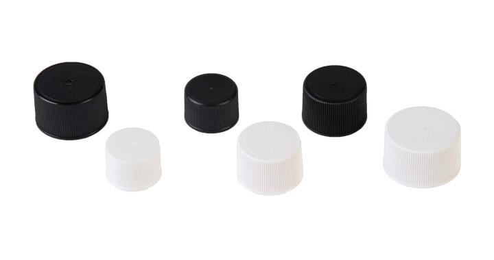 24-414 Black RM Polypropylene Caps w/ PE Foam Liner